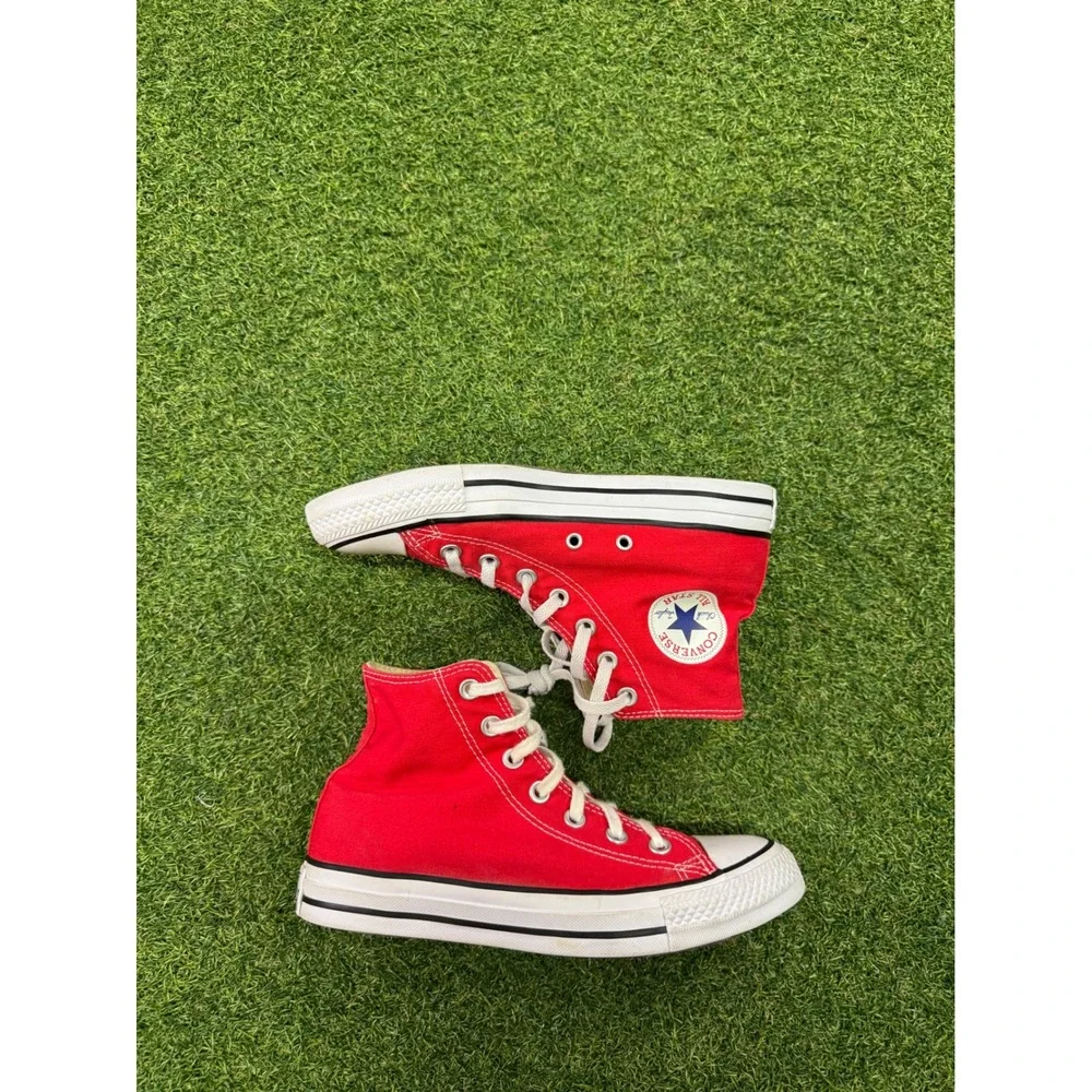 Converse Chuck Taylor All Star High Top Red Canvas Sneakers M9621 Men 5 Womens 7 - Picture 2 of 5